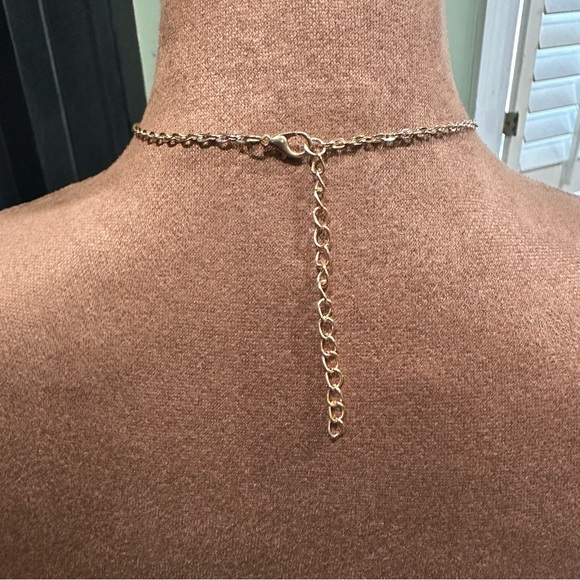 Sunburst Shell & Stone Statement Necklace – Gold Chain, Boho Luxe - Picture 8 of 8